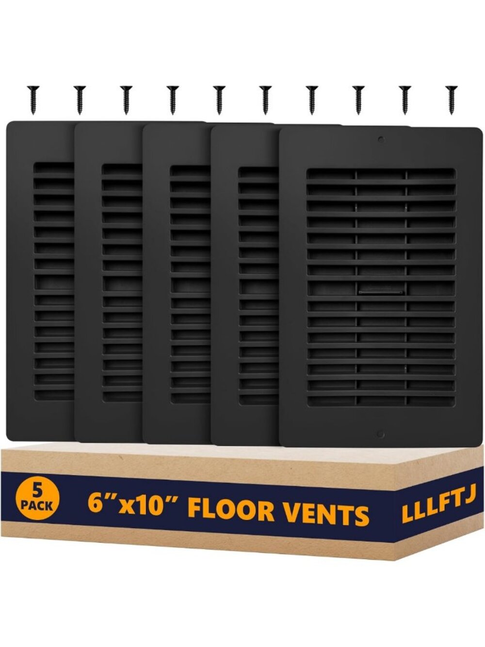 Adjustable Floor Vent Covers 6x10 - 5 Pack Plastic Registers for Home Use
